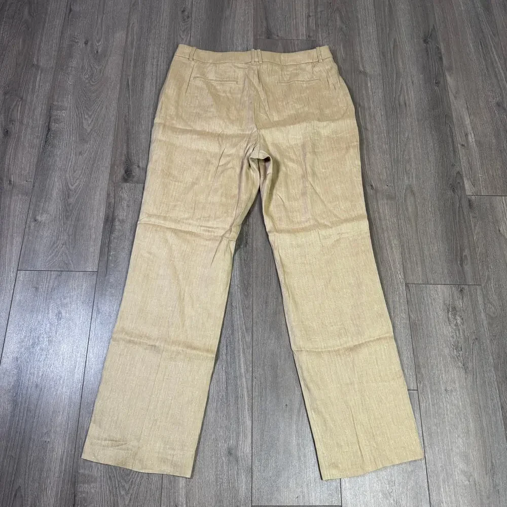J Crew Portia Herringbone Linen Blend Pants US Women's 14 Tall New - Picture 4 of 7